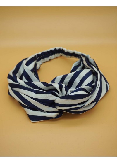 Headband à rayures bleues et blanches