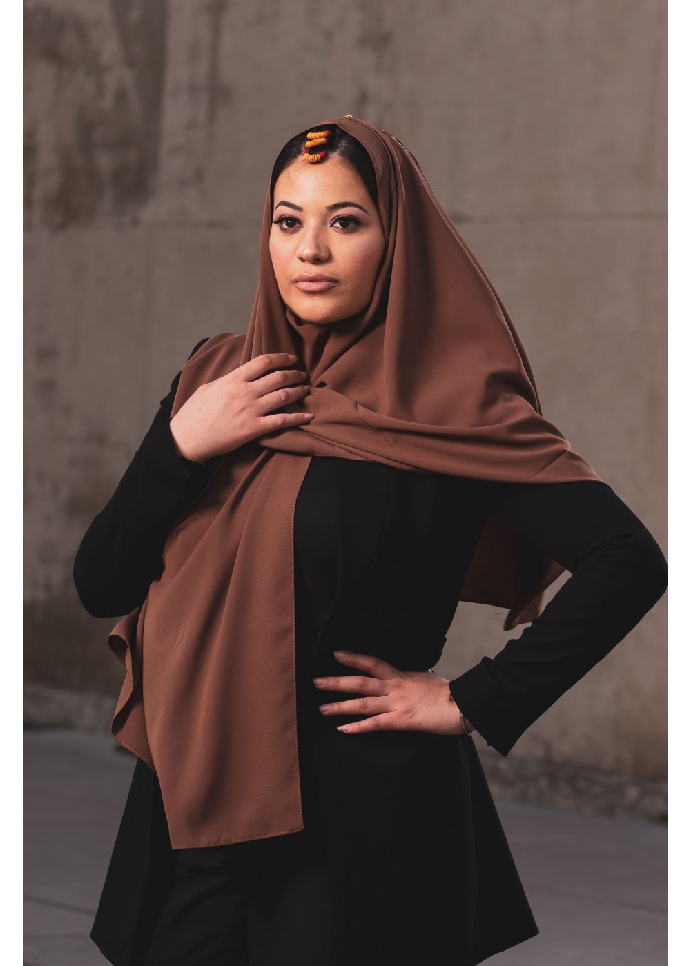 Hijab en soie de médine taupe